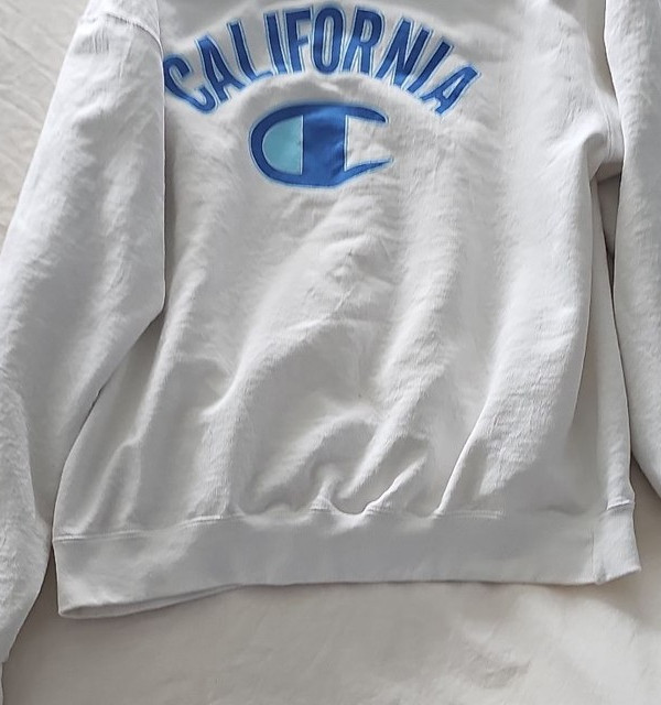 Vintage Champion California Spellout Sweatshirt White Large