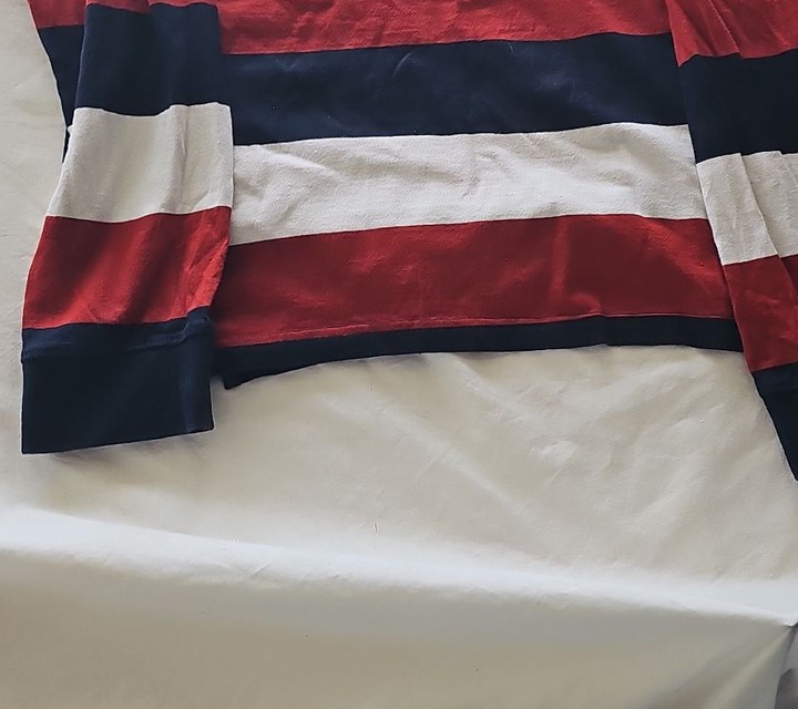 Vintage Striped Long Sleeve Rugby Shirt Red White and Blue 310 - Image 3