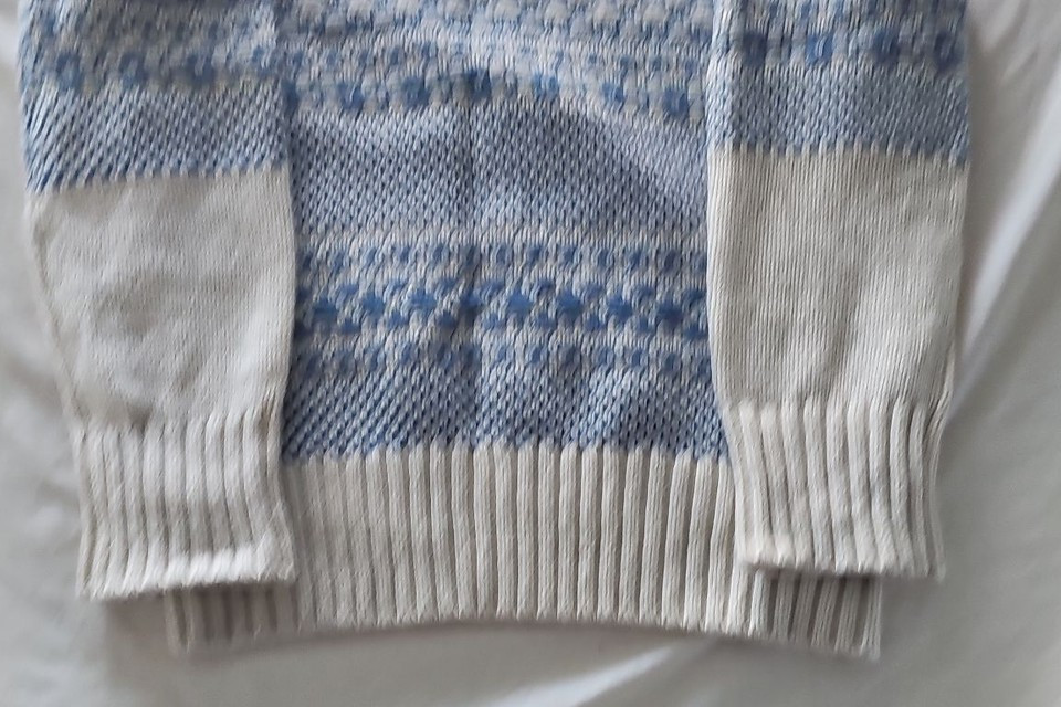 Per Una Cream and Blue Fair Isle Knit Jumper  353
