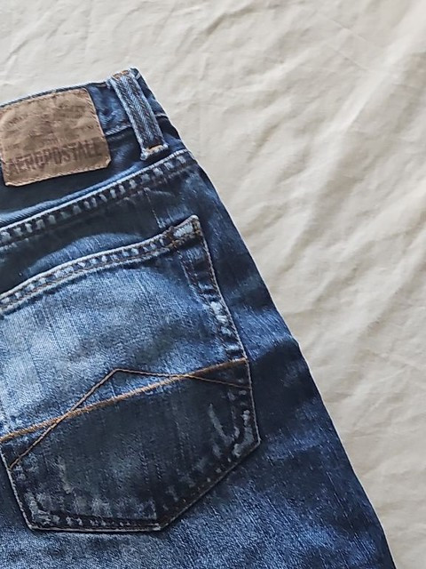 Aéropostale Distressed Denim Shorts Dark Wash Vintage Style 346 - Image 6