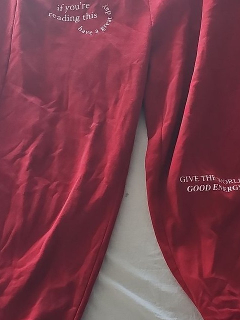 Primark Red Graphic Sweatpants Good Energy XL 298