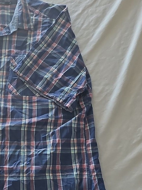 F&F Men's Blue Plaid Short Sleeve Casual Shirt XXL 288 - Image 3