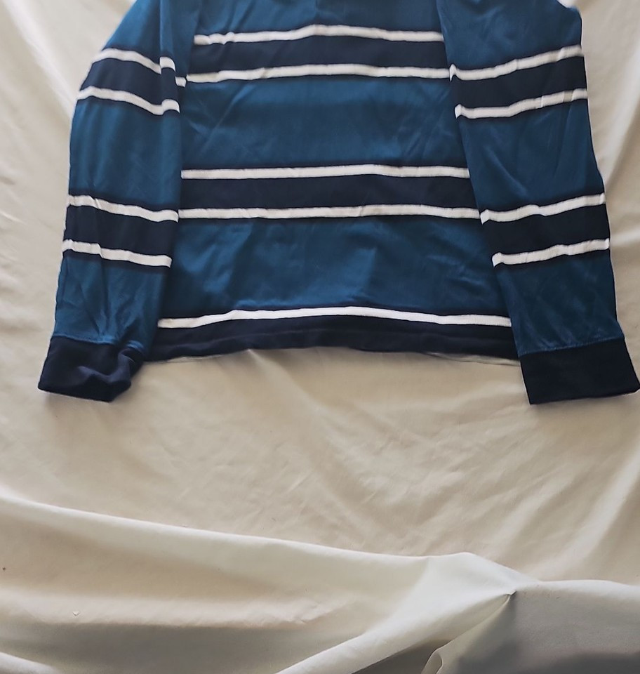 Vintage Style Blue Striped Long Sleeve Rugby Shirt  308