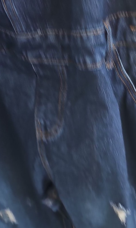 Distressed Dark Wash Denim Overalls with Raw Hem 251 - Image 7