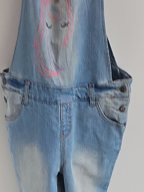 Cat & Jack Girls’ Unicorn Graphic Denim Overalls – Light Wash 255