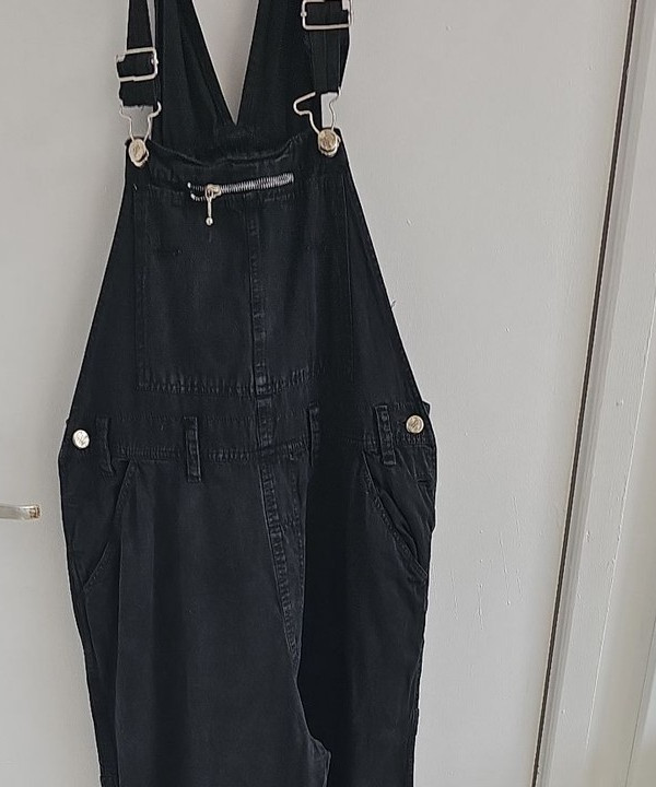 Vintage Speed Control Black Denim Wide Leg Dungarees Overalls  257