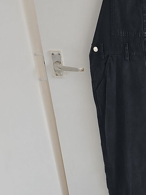 Vintage Speed Control Black Denim Wide Leg Dungarees Overalls 257 - Image 3