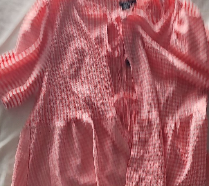 Boohoo Red and White Gingham Tie-Front Peplum Blouse