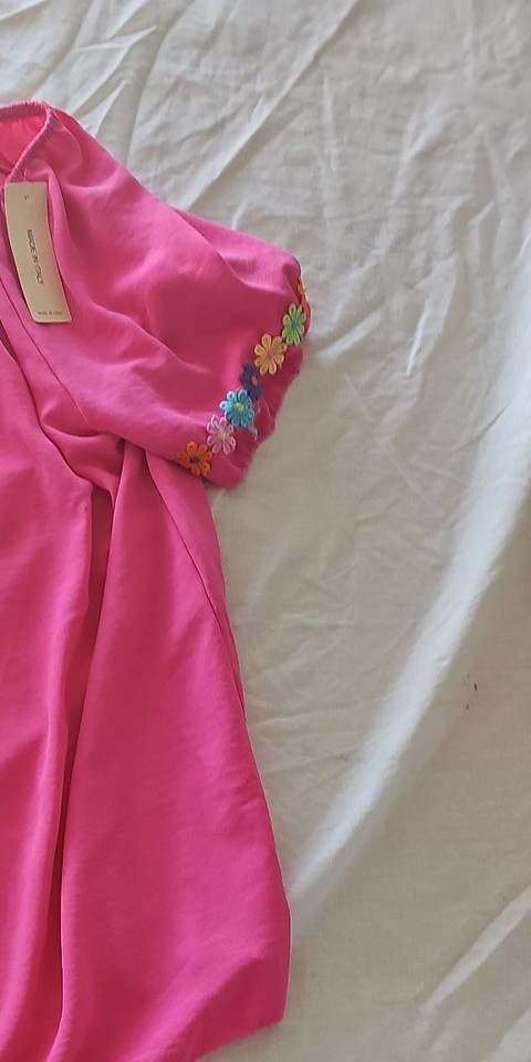 Vibrant Fuchsia Off-the-Shoulder Italian Blouse with Floral Embroidery