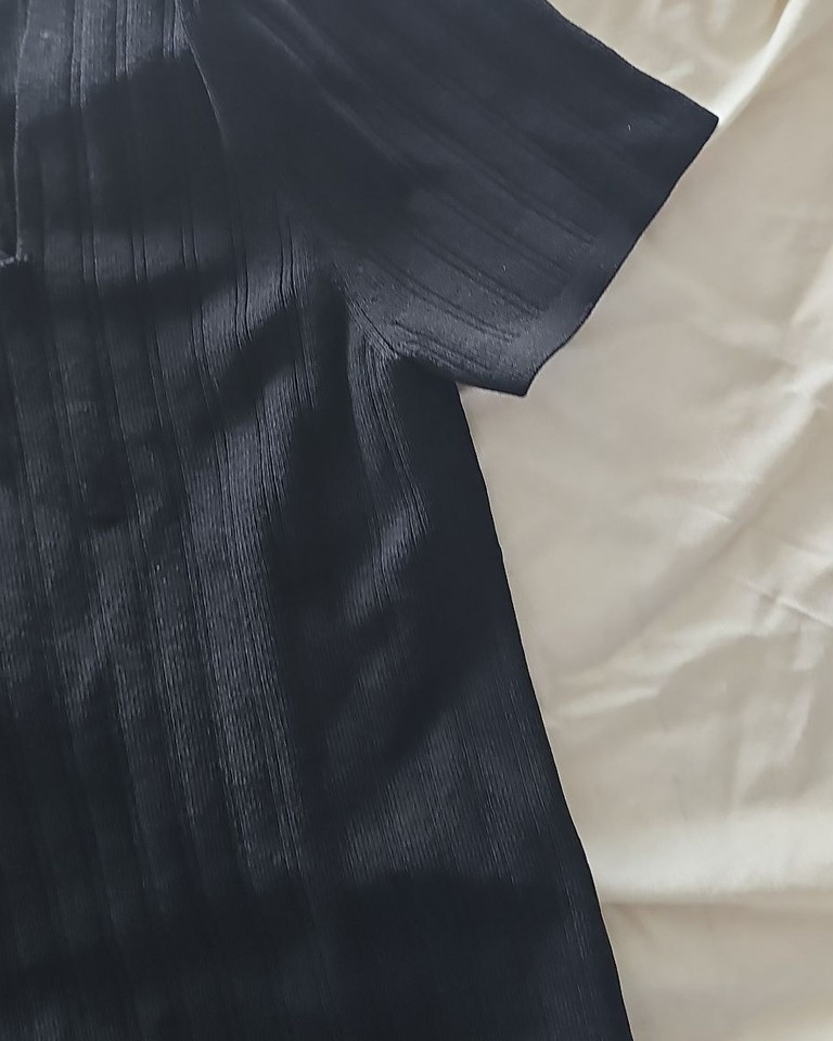 Next Black Ribbed Square Neck Short Sleeve Top - Image 9