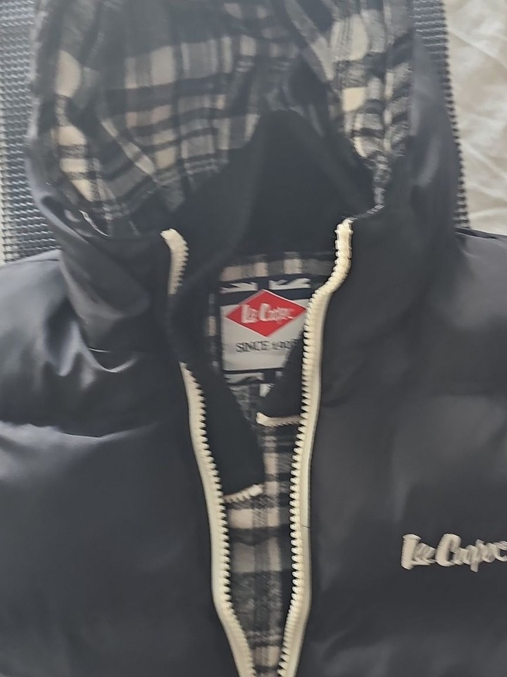 Lee Cooper Padded Hooded Gilet in Navy Blue - Image 6