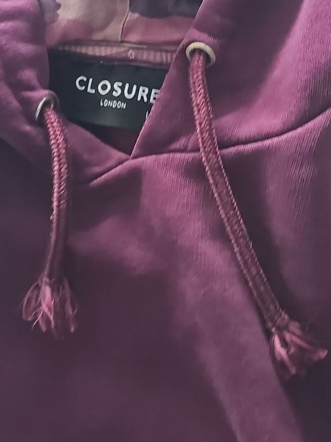 Closure London Men's Burgundy Camo Panel Pullover Hoodie - Image 6