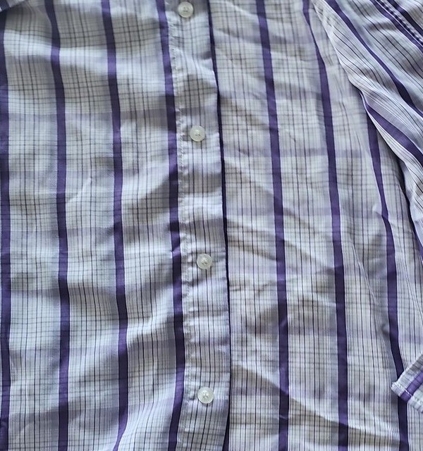 Cotton Traders Men's 2XL Purple Striped Short Sleeve Shirt 344 - Image 4