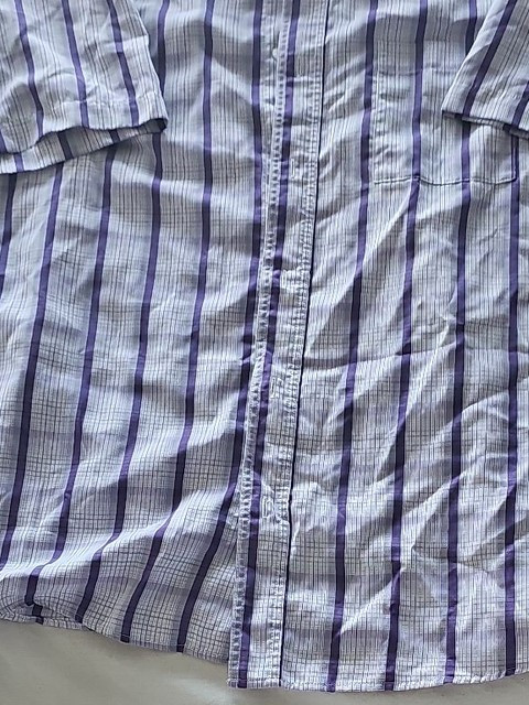Cotton Traders Men’s 2XL Purple Striped Short Sleeve Shirt  344