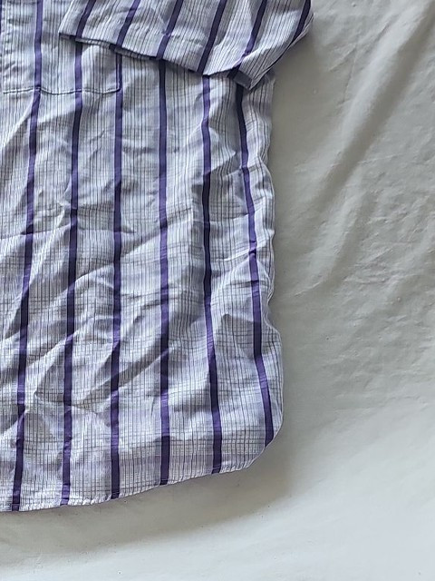 Cotton Traders Men's 2XL Purple Striped Short Sleeve Shirt 344 - Image 3