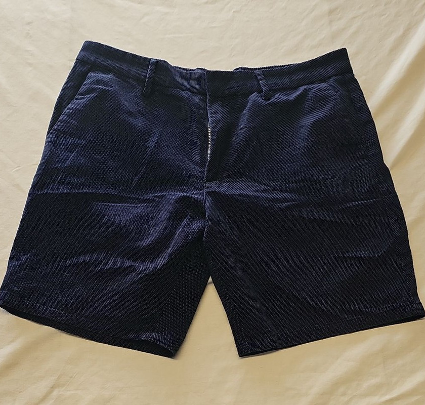 Burton Menswear Navy Textured Micro-Dot Chino Shorts Size 34 392 - Image 3