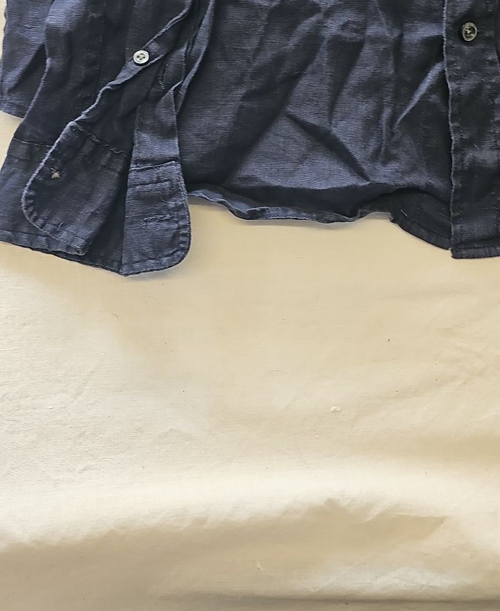 Gap Men's Navy Blue 100% Linen Long Sleeve Utility Shirt 381 - Image 8
