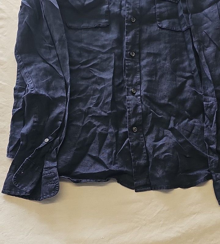 Gap Men's Navy Blue 100% Linen Long Sleeve Utility Shirt 381 - Image 3