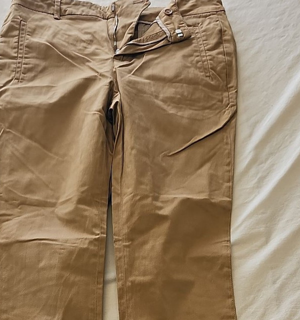 Massimo Dutti Tan Chino Trousers with Turn-Up Hem 393 - Image 2