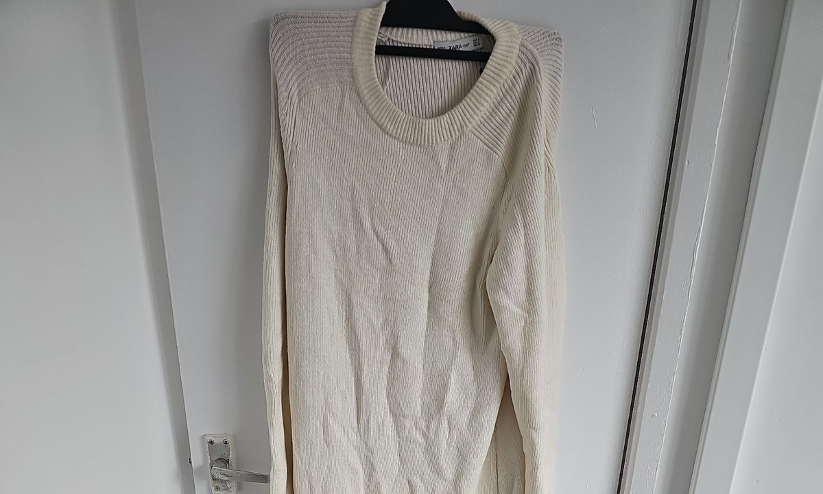 Zara Knit Cream Ribbed Long Sleeve Midi Sweater Dress 410 - Image 4