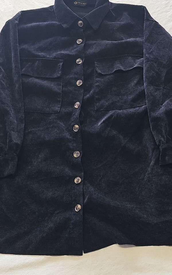 I Saw It First Black Corduroy Oversized Shirt Dress 407 - Image 2