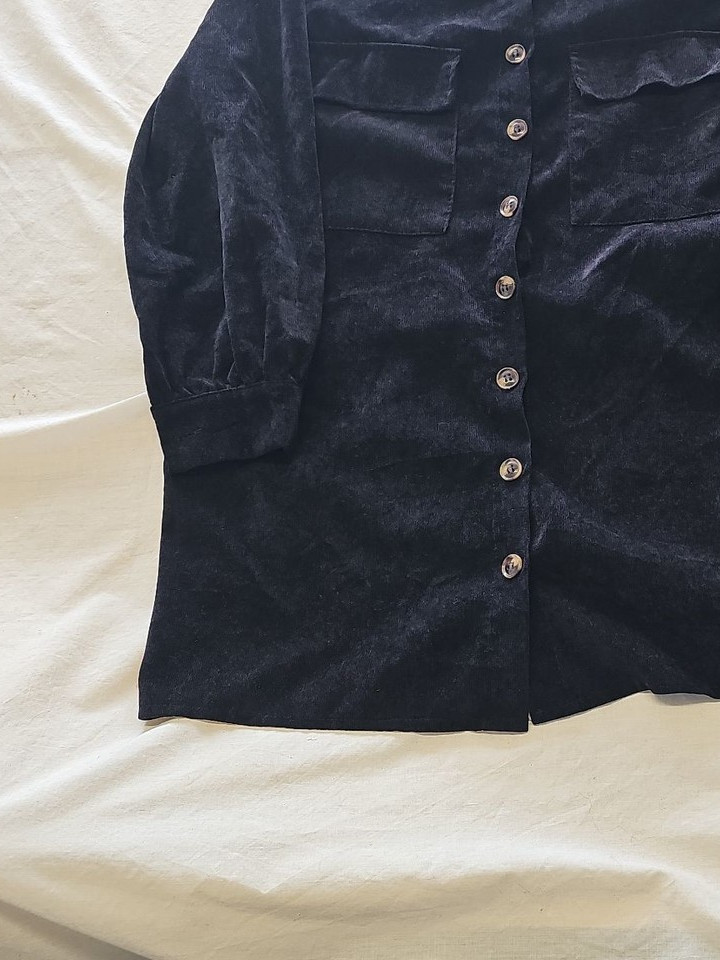 I Saw It First Black Corduroy Oversized Shirt Dress 407 - Image 3