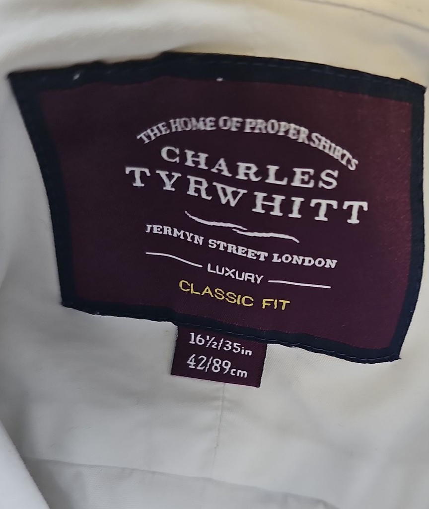 Charles Tyrwhitt Classic Fit White Dress Shirt with French Cuffs S16.5 A444 - Image 11