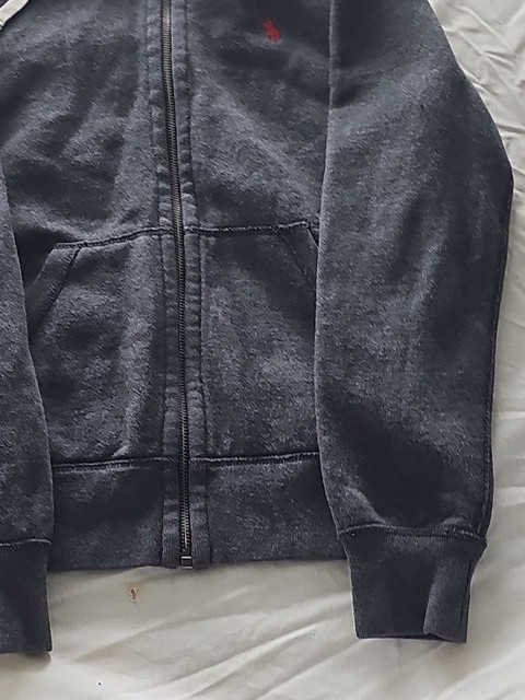 Polo Ralph Lauren Charcoal Grey Full-Zip Hoodie XS A438 - Image 7