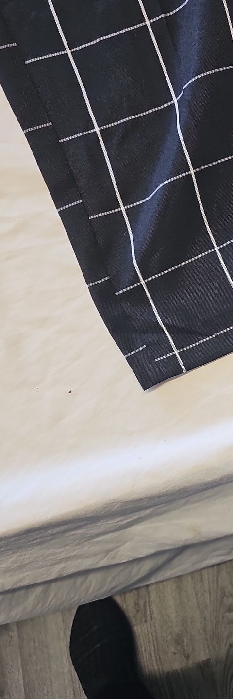 Primark Black Windowpane Check Wide Leg Trousers with Tie Waist Size 18 430 - Image 8