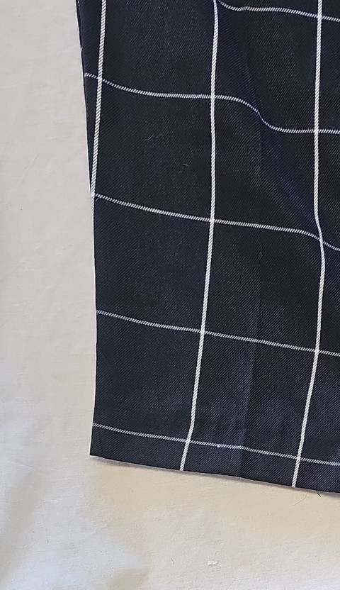 Primark Black Windowpane Check Wide Leg Trousers with Tie Waist Size 18 430 - Image 10