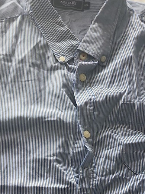 Maine New England Blue Striped Short Sleeve Shirt XXXL 373 - Image 9