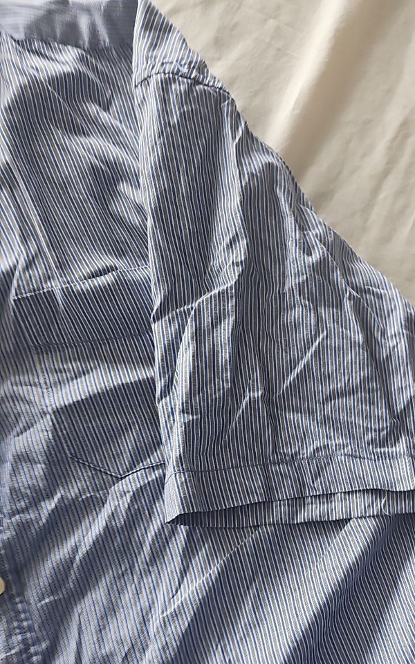 Maine New England Blue Striped Short Sleeve Shirt XXXL 373 - Image 11