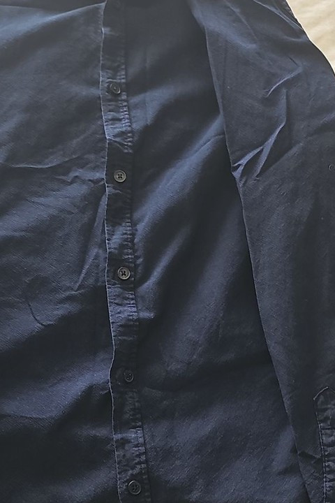 Threadbare Men's Navy Blue Linen Blend Long Sleeve Shirt 375 - Image 8