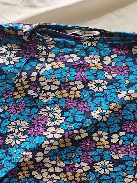 Tu Woman Floral Print T-Shirt in Vibrant Teal and Purple s16 B453 - Image 9