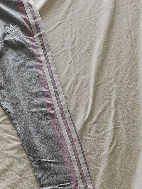 Adidas Originals Grey & Pink 3-Stripe Leggings uk6 B454 - Image 7