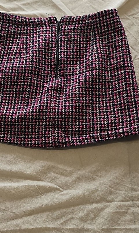 Topshop Pink and Navy Houndstooth Mini Skirt UK 8 B455 - Image 8