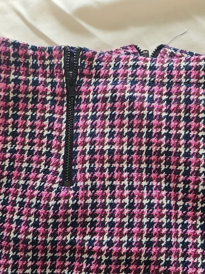 Topshop Pink and Navy Houndstooth Mini Skirt UK 8 B455 - Image 11