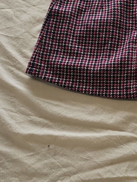 Topshop Pink and Navy Houndstooth Mini Skirt UK 8 B455 - Image 7