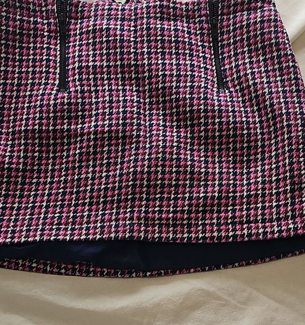 Topshop Pink and Navy Houndstooth Mini Skirt UK 8 B455 - Image 9