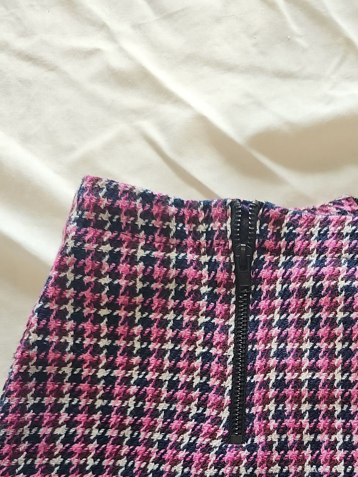 Topshop Pink and Navy Houndstooth Mini Skirt UK 8 B455 - Image 12