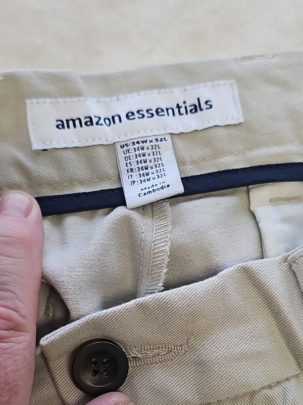 Amazon Essentials Men's Beige Chino Trousers 34W x 32L zc474 - Image 9