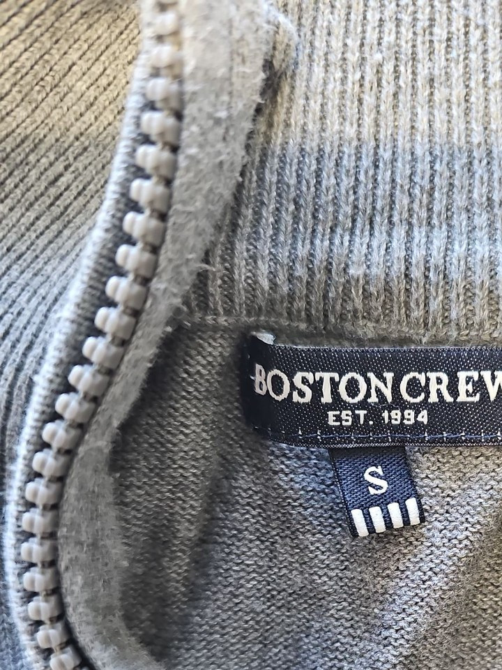 Boston Crew Grey Quarter-Zip Knitted Jumper D502 - Image 11