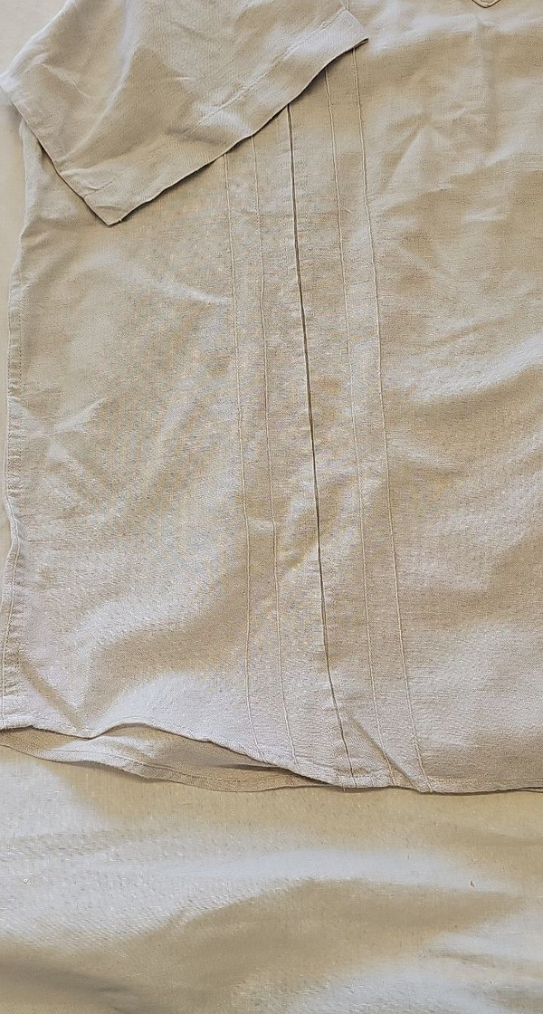 Cherokee Linen Blend Beige Guayabera Style Polo Shirt D497 - Image 11