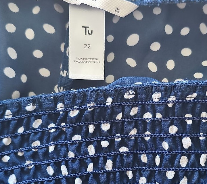Tu Woman Navy Blue Polka Dot Cropped Trousers Size 22 C486 - Image 10