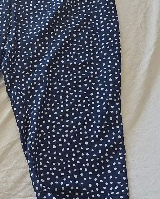 Tu Woman Navy Blue Polka Dot Cropped Trousers Size 22 C486 - Image 9