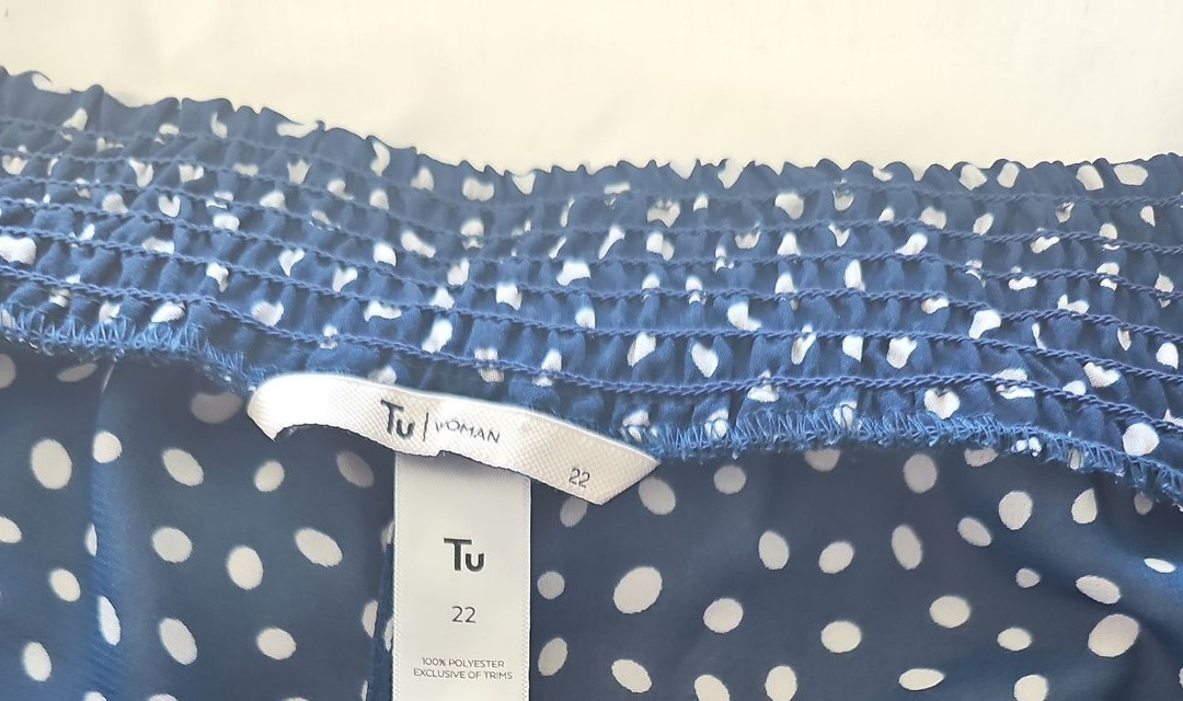Tu Woman Navy Blue Polka Dot Cropped Trousers Size 22 C486 - Image 11