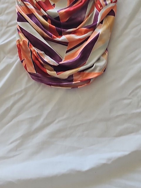 Boohoo Abstract Geometric Ruched Bodycon Skirt in Purple and Orange zc487 - Image 7