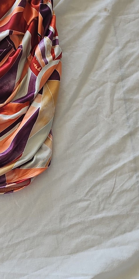 Boohoo Abstract Geometric Ruched Bodycon Skirt in Purple and Orange zc487 - Image 11