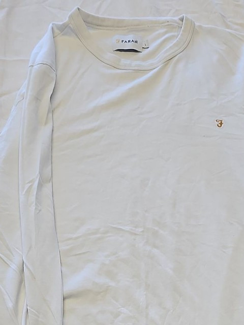 Farah Men's Classic White Long Sleeve T-Shirt - Size Large F537 - Image 9