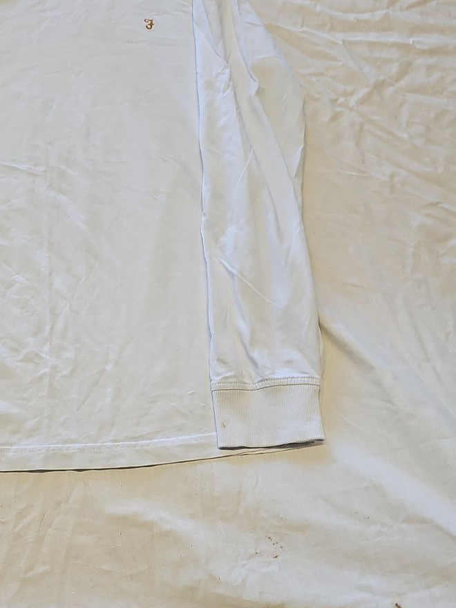Farah Men's Classic White Long Sleeve T-Shirt - Size Large F537 - Image 8